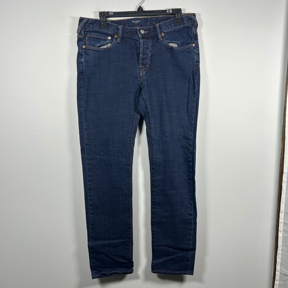 Paul Smith Jeans Denim Men's 34x30 Regular Dark Wash Slim Straight Button Fly
